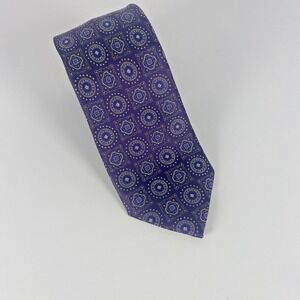 Jos A Bank Reserve‎ Men's XL 63" Necktie Purple Gold Geometric Jacquard Silk EUC